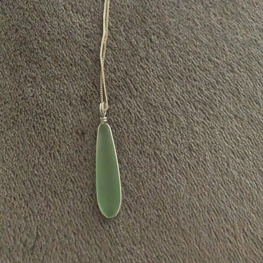 Sterling silver pendant necklace with green stone